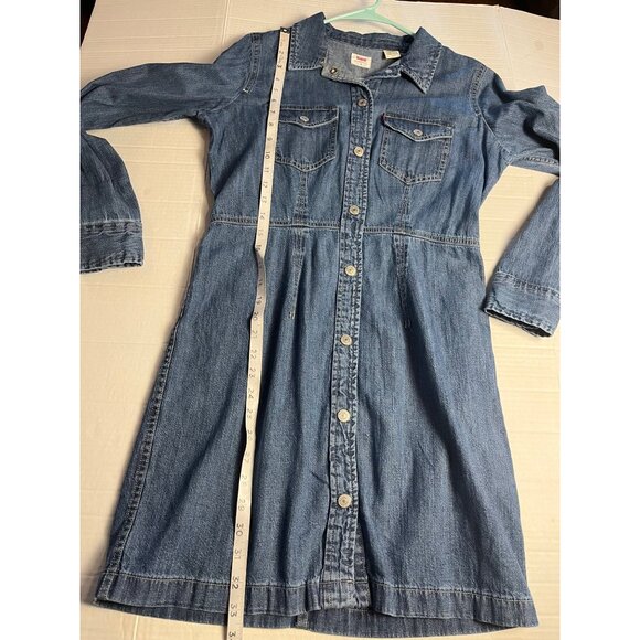 Levis Denim Otto Western Dress Button-snap Up Front Long Sleeve Mini Cut Small - Picture 13 of 14